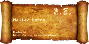 Mehler Barna névjegykártya